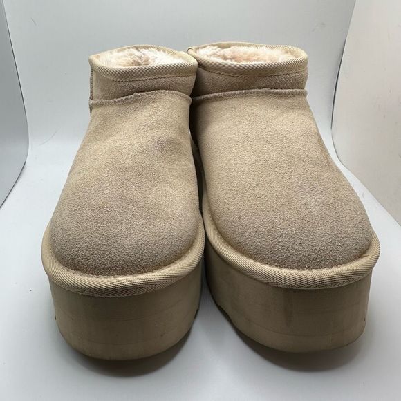 CUSHIONAIRE Women's Genuine Suede pull platform boot +Memory Foam 7.5 WIDE SAND - Picture 2 of 7